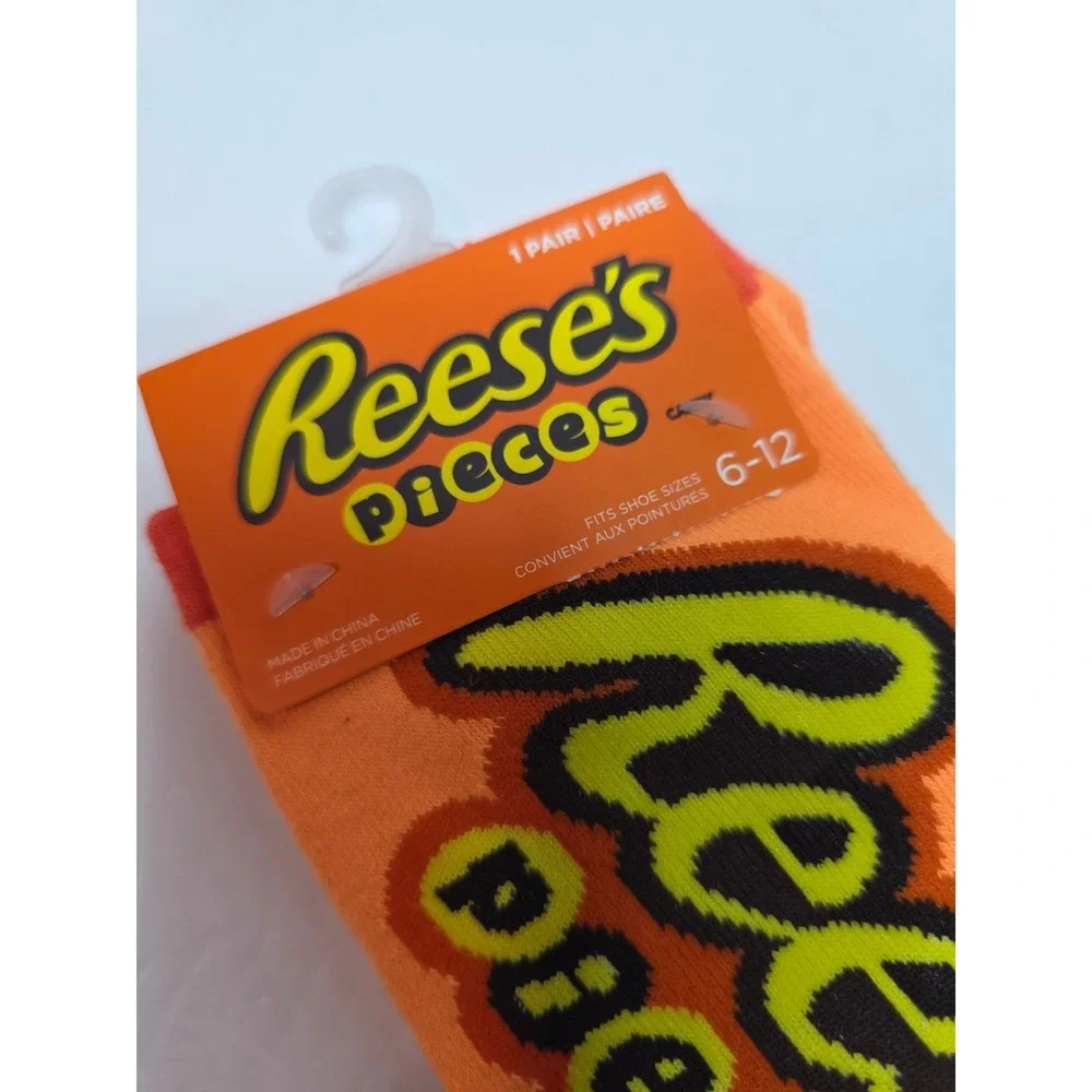 NWT Hershey Reeses Pieces Candy Orange Polka Dot Crew Socks Shoe Size 6-12 NWT